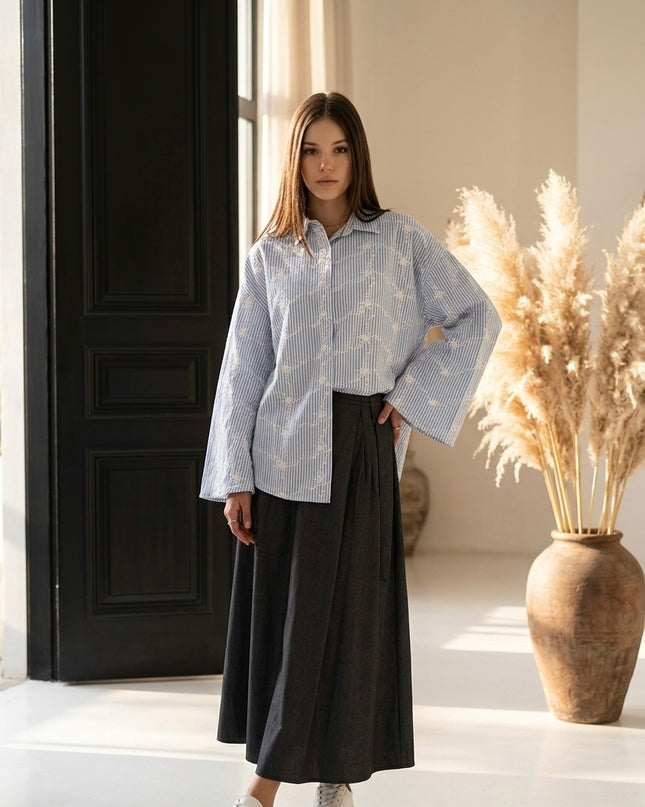 Azure Stripe Blouse | Monava