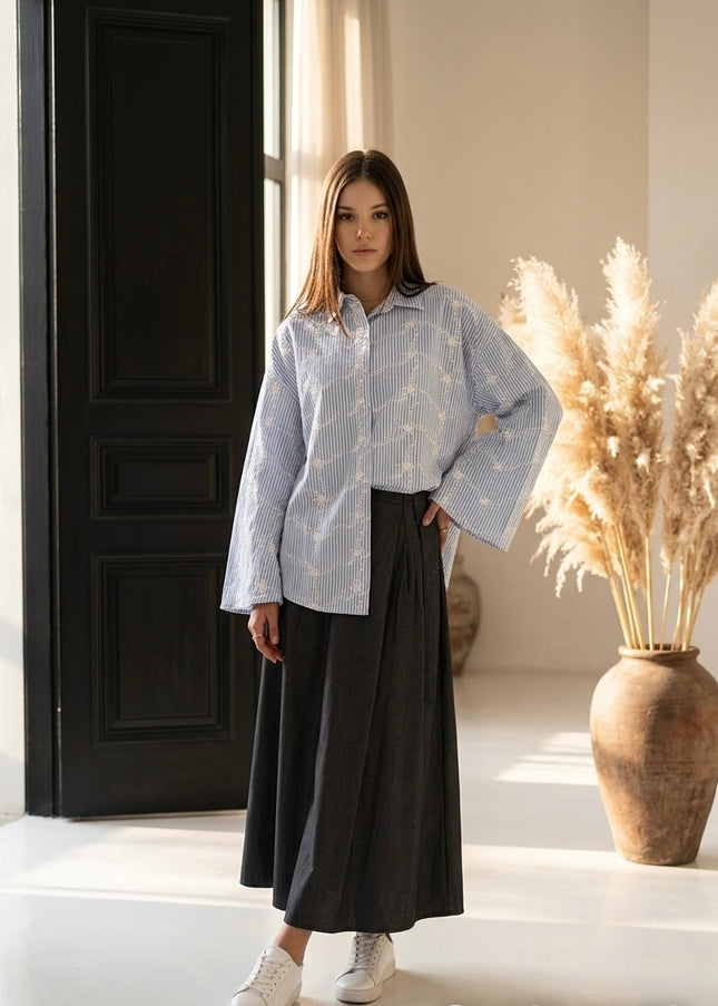 Azure Stripe Blouse | Monava