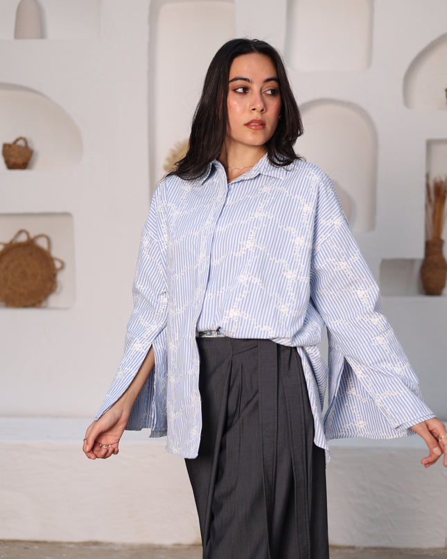 Azure Stripe Blouse | Monava