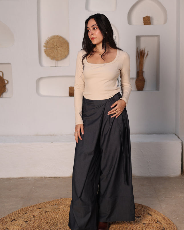 Grey Wide-Leg Pants