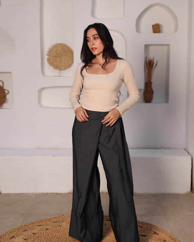 Grey Wide-Leg Pants